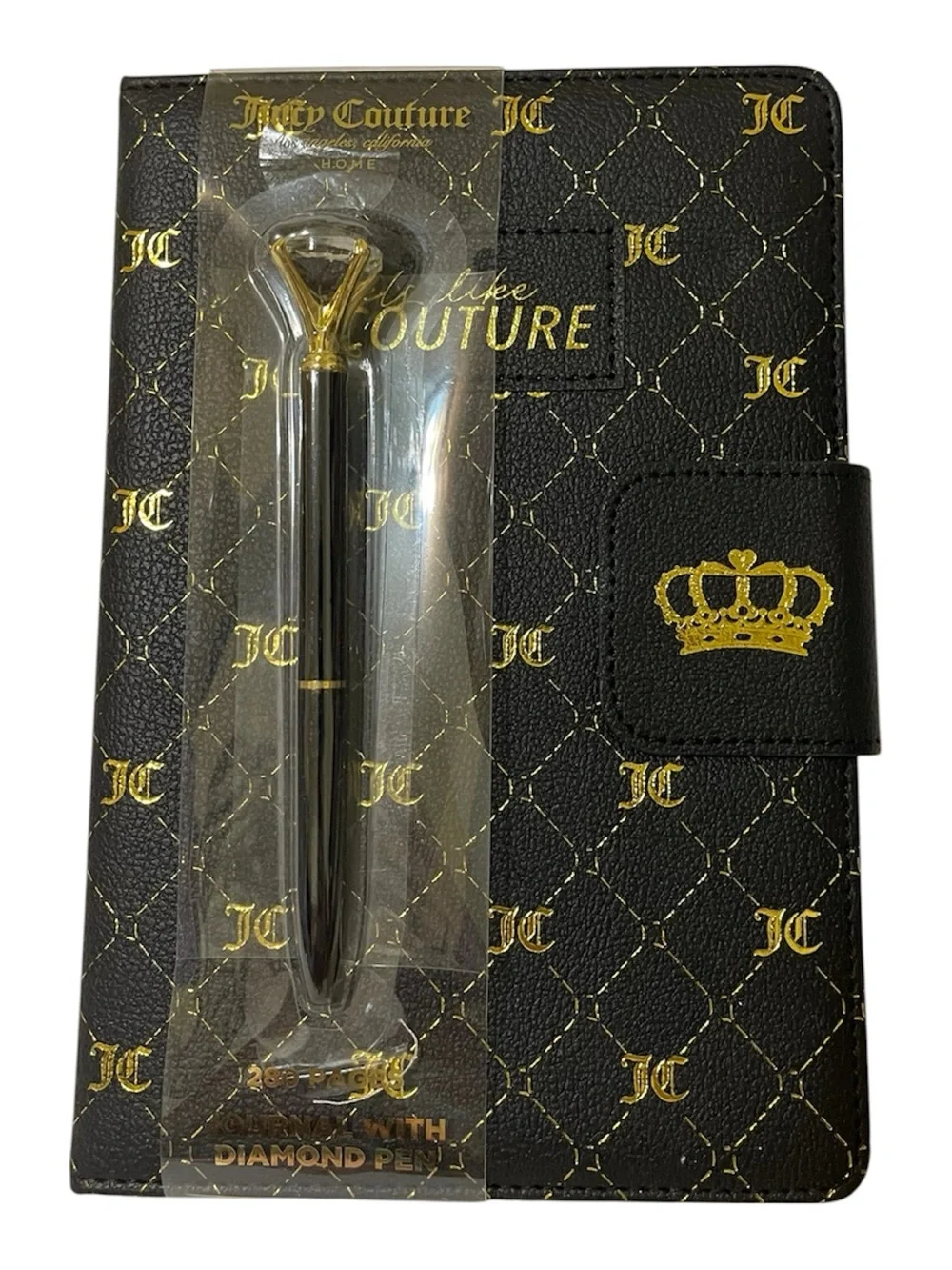 Juicy Couture Black Journal w/Gold Lettering & Diamond Topped Pen - NWT **